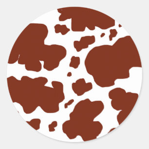 Modern Brown Cow Spots Print  Classic Round Sticker