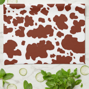 Modern Brown Cow Spots Print Cowboy Tea Towel