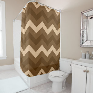 Modern Brown & Cream Chevron Zigzag Shower Curtain