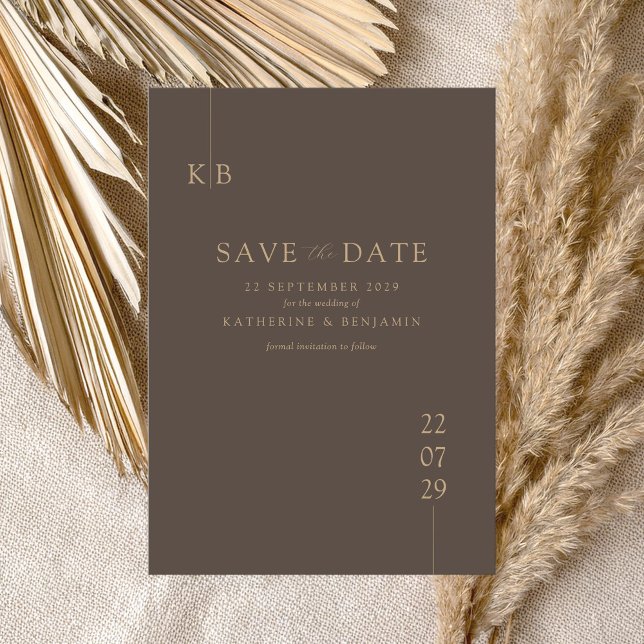 Modern Brown Elegant Monogram Wedding Save The Date (Creator Uploaded)