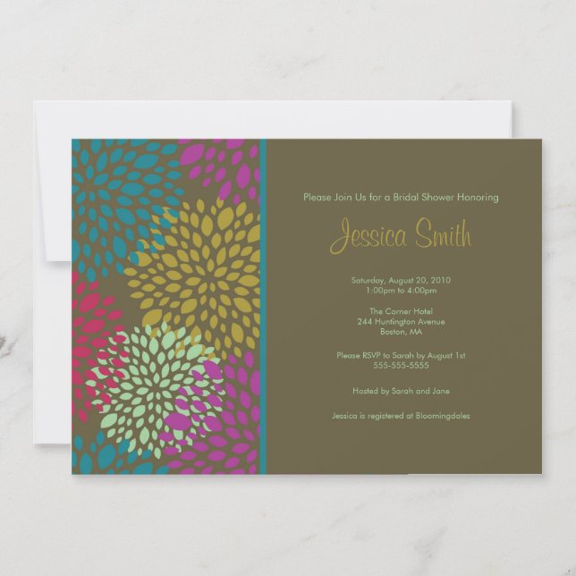 Modern Brown Floral Bridal Shower Invite (Front)