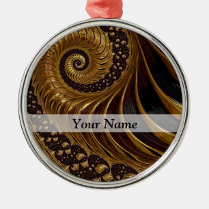 Modern brown fractal spiral pattern metal tree decoration
