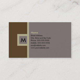 Modern Brown & Grey Monogram Business Card