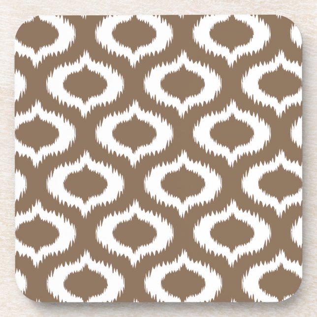 Modern Brown Ikat Diamonds Trendy Coaster (Front)