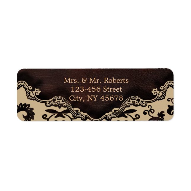 modern brown leather damask country wedding (Front)