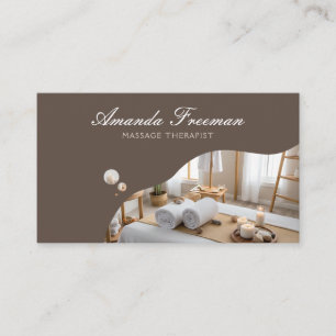 Modern Brown Massage Table Therapy Business Card