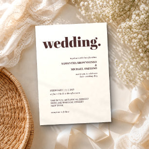 Modern brown Minimal Earth Tone Wedding Invitation