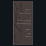 Modern Brown Minimalist Wedding Menu<br><div class="desc">Create your own personalized wedding menu cards featuring modern typography and minimalist graphic design in brown color.</div>