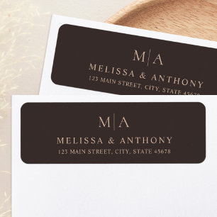 Modern Brown Minimalist Wedding Return Address