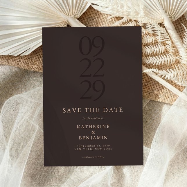 Modern Brown Minimalist Wedding Save The Date (Creator Uploaded)