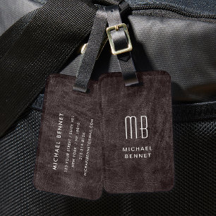 Modern Brown Monogram Luggage Tag