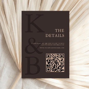 Modern Brown Monogram Minimalist Wedding Enclosure Card