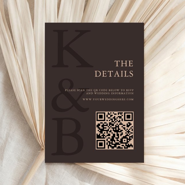 Modern Brown Monogram Minimalist Wedding Enclosure Card (Creator Uploaded)