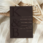 Modern Brown Monogram Minimalist Wedding Invitation<br><div class="desc">Easily personalize your wedding invitations with this editable template. Features minimal elegant typography design in brown color.</div>