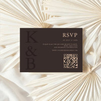 Modern Brown Monogram Minimalist Wedding