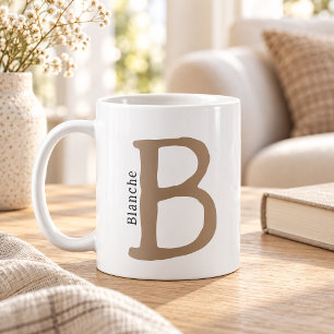 Modern Brown Monogrammed Initial & Name Coffee Mug