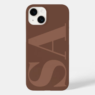 Modern brown natural initial minimal contemporary Case-Mate iPhone 14 case