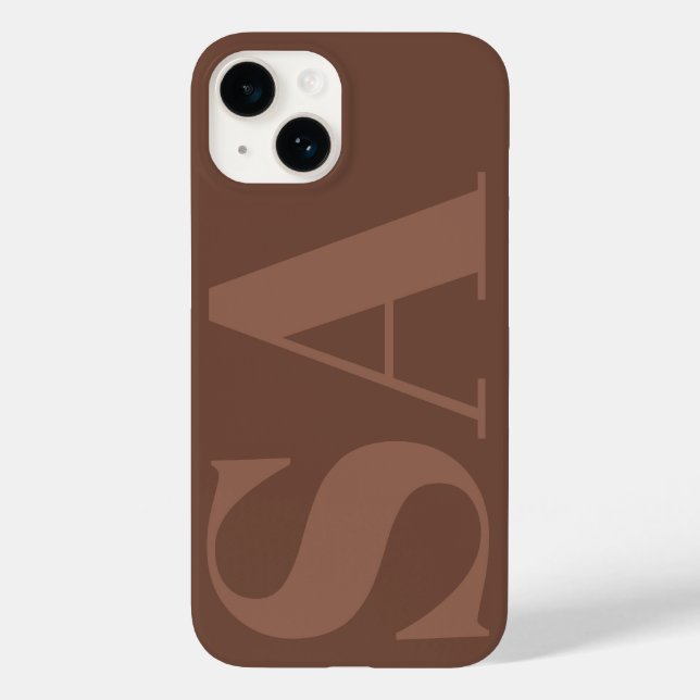 Modern brown natural initial minimal contemporary  Case-Mate iPhone case (Back)