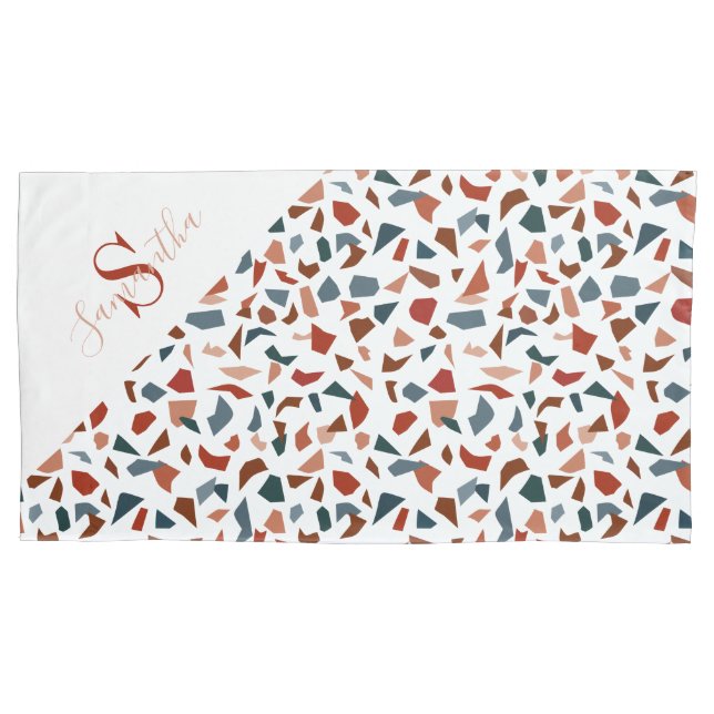 Modern Brown Pattern Monogram Pillowcase (Front)