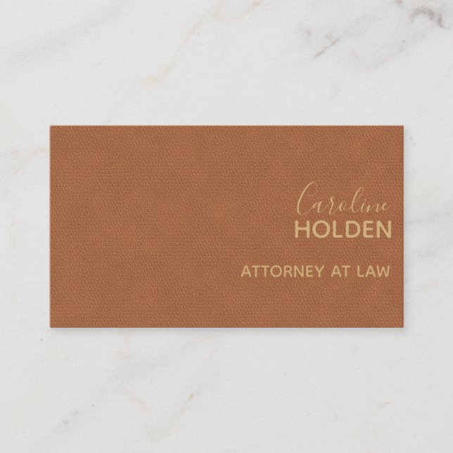 Modern Brown Pebbled Leather Texture Professional Business Card (Front)