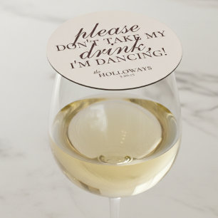 Modern Brown Personalised Cocktail Hour Wedding Round Paper Coaster