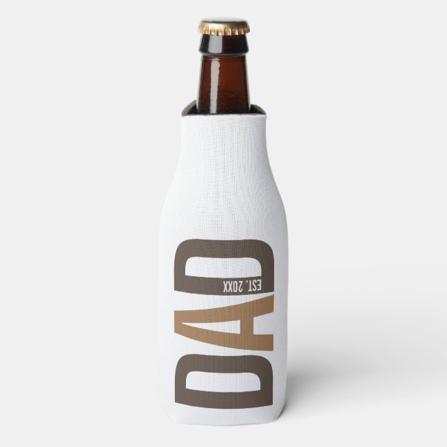 Modern Brown Personalised Dad Established Bottle Cooler (Bottle Front)
