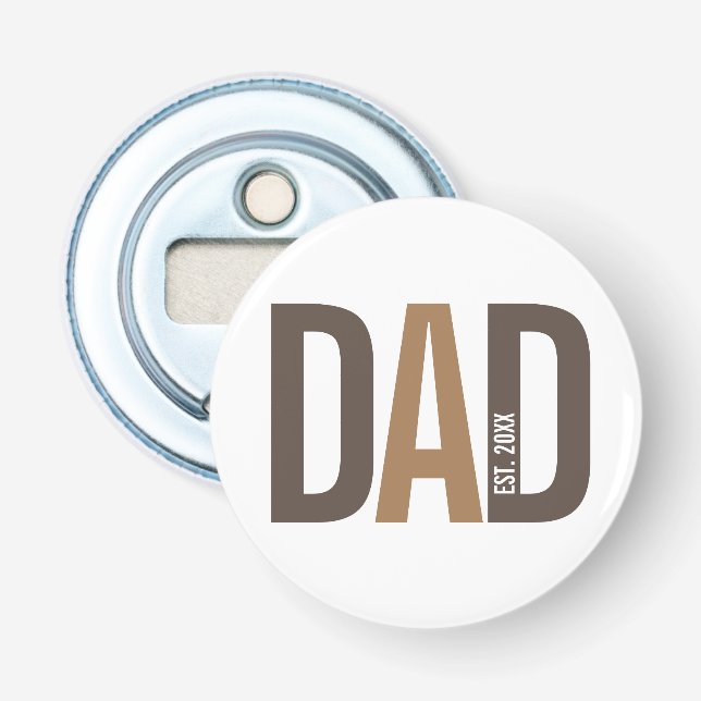 Modern Brown Personalised Dad Established Bottle Opener (Front)
