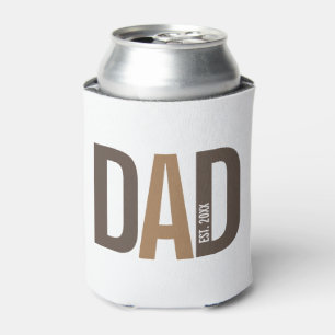 Modern Brown Personalised Dad Established Can Cooler