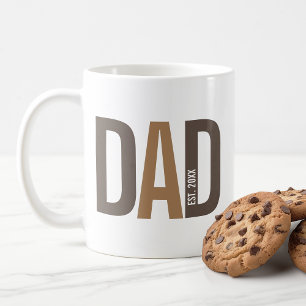 Modern Brown Personalised Dad Established Coffee Mug