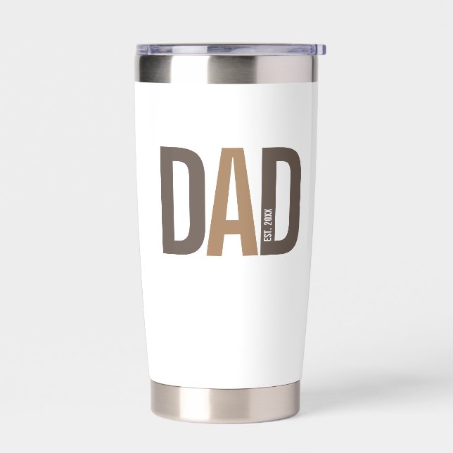 Modern Brown Personalised Dad Established Insulated Tumbler (Left)