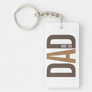 Modern Brown Personalised Dad Established Key Ring