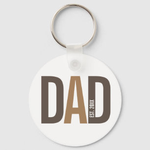 Modern Brown Personalised Dad Established Key Ring