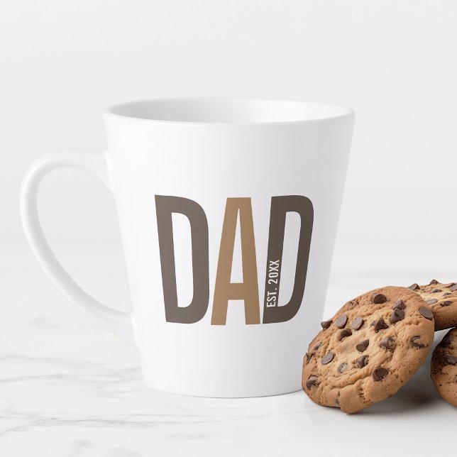 Modern Brown Personalised Dad Established Latte Mug (Creator Uploaded)