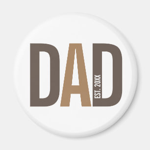 Modern Brown Personalised Dad Established Magnet