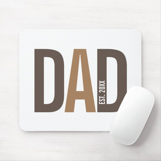 Modern Brown Personalised Dad Established Mouse Mat (With Mouse)