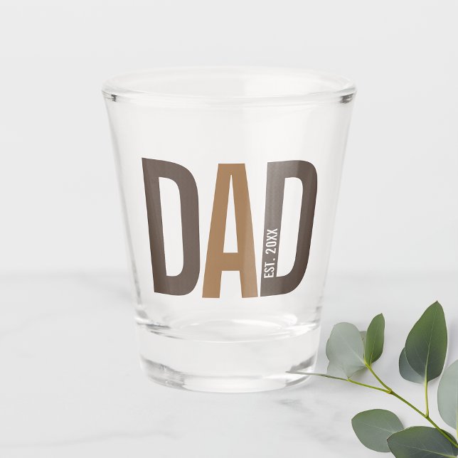 Modern Brown Personalised Dad Established Shot Glass (Creator Uploaded)