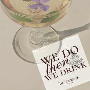 Modern Brown Personalized Cocktail Hour Wedding Napkin