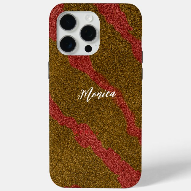 Modern  Brown &Pink Glitter Personalised Name Case-Mate iPhone Case (Back)
