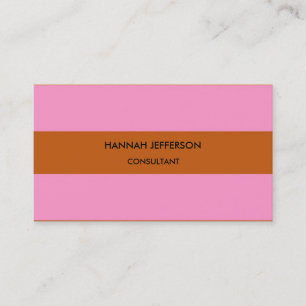 Modern Brown Pink Minimalist Feminine Professional Business Card