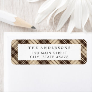 Modern Brown Plaid Return Address