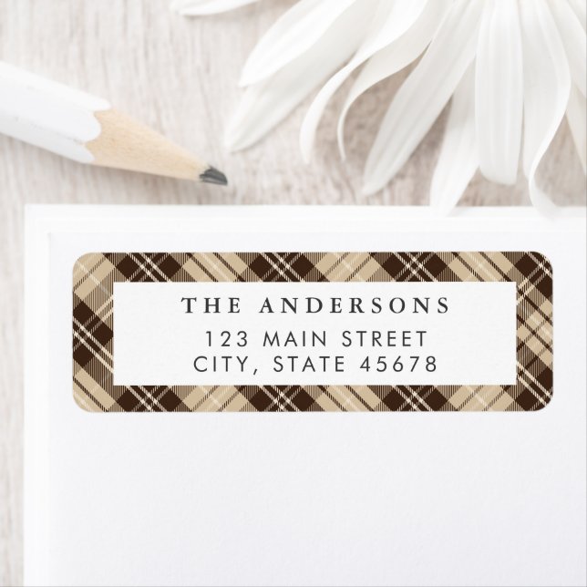 Modern Brown Plaid Return Address (Insitu)