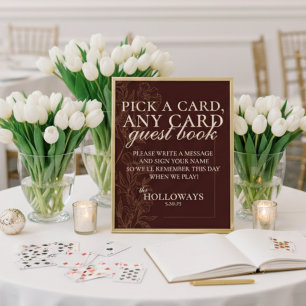 Modern Brown Playing Card Wedding Guest Book