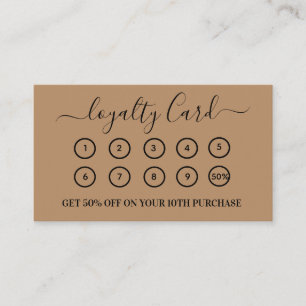 Modern Brown QR Code Business Logo Loyalty Card