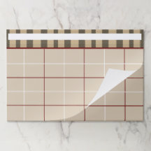 Modern Brown Red Plaid Weekly Monthly Calendar
