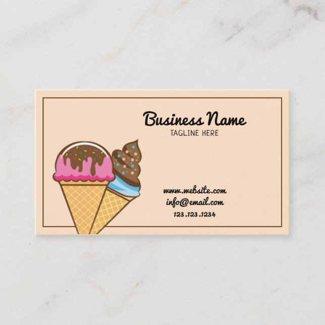 Modern Brown Sprinkles Ice Cream and Confectionery Business Card (Front)