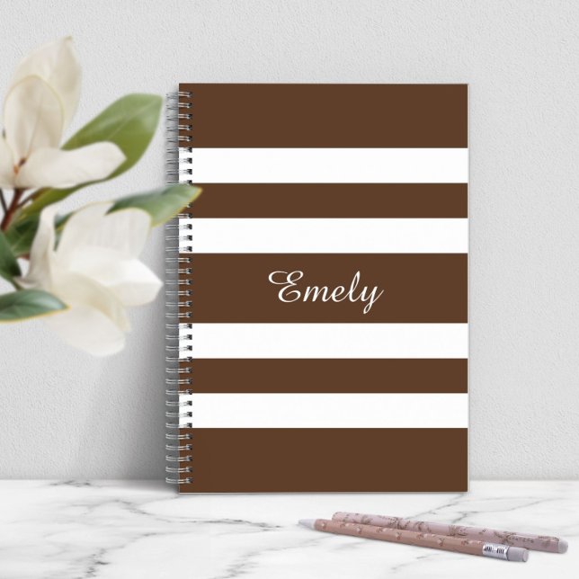 Modern Brown Stripes Pattern Name Notebook (Modern Brown Stripes Pattern Name Notebook)