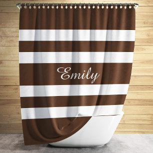 Modern Brown Stripes Pattern Shower Curtain