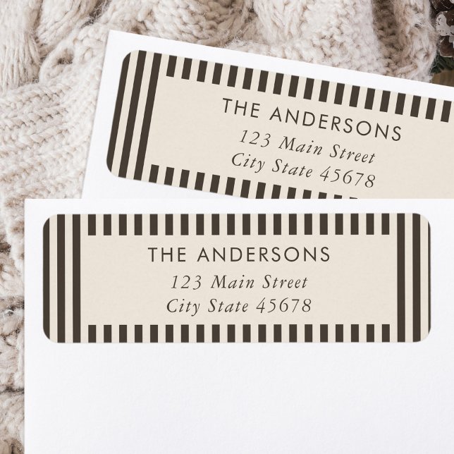 Modern Brown Stripes Return Address (Creator Uploaded)