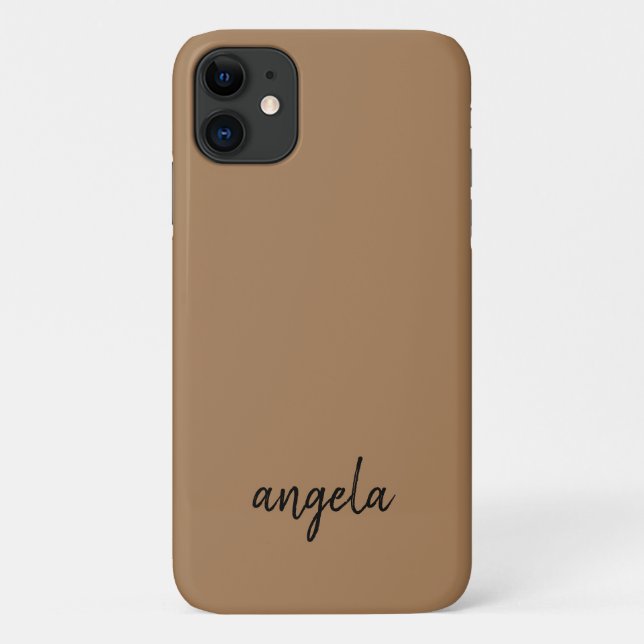 Modern brown stylish custom name Case-Mate iPhone case (Back)