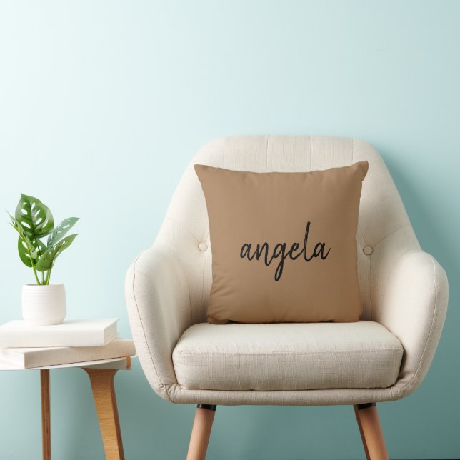 Modern brown stylish custom name cushion (Chair)